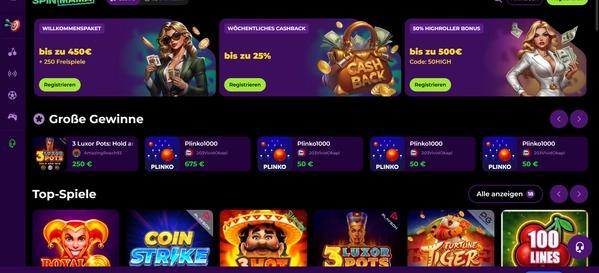 Spinmama Casino desktop screenshot 1